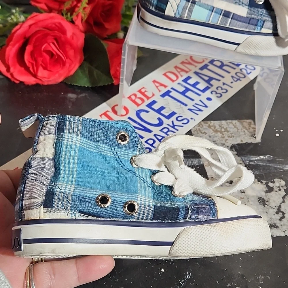 POLO Embroidered Hi Top Sneakers 5 Blue